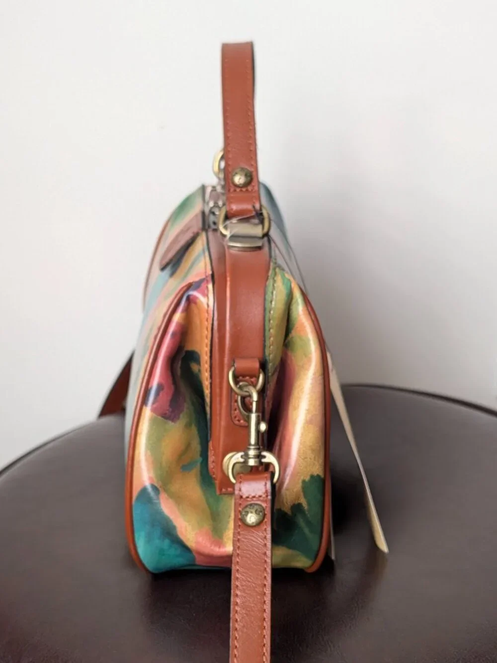 Patricia Nash Watercolor Butterfly Leather Satchel Bag Hand‑Painted 100% Leather